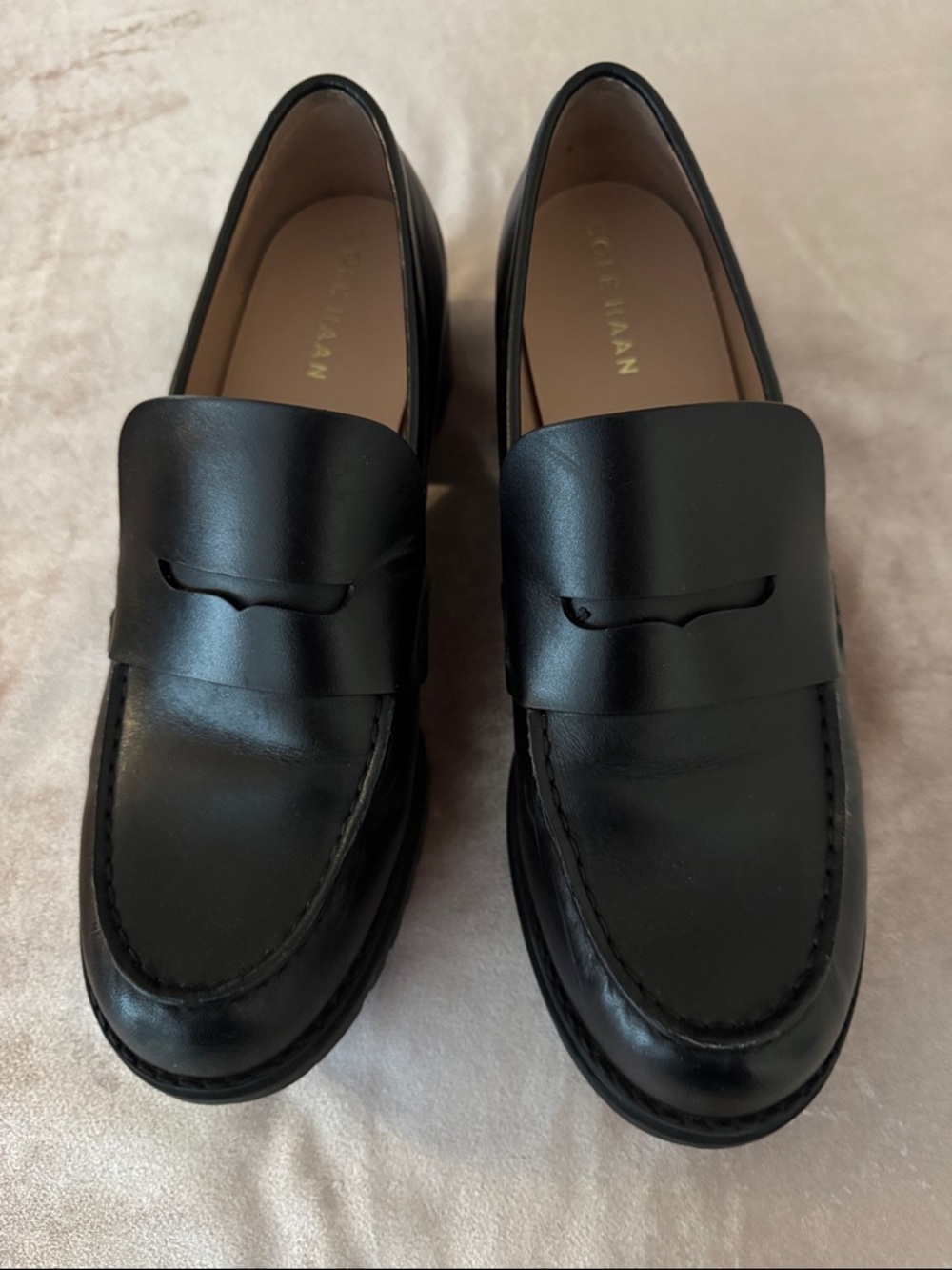 Cole Haan Black Leather Penny Loafers
